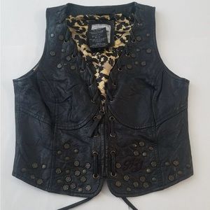 Harley-Davidson Women's Black Leather Vest Lux